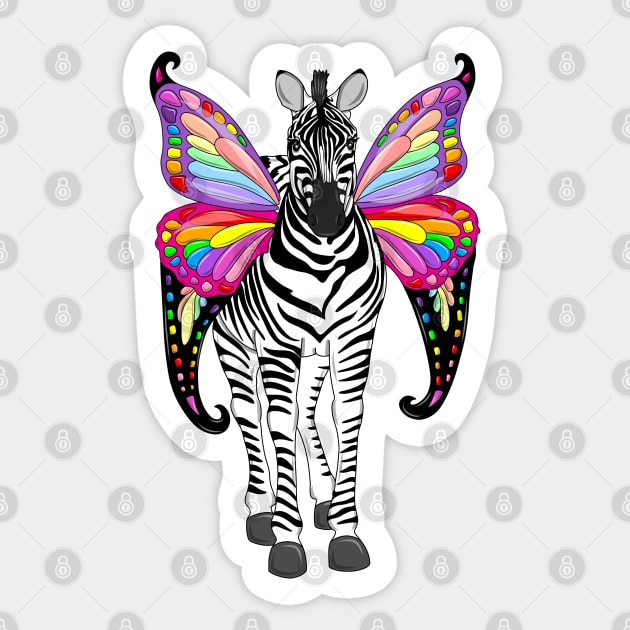 Zebra with rainbow wings Sticker by MelanieJeyakkumar